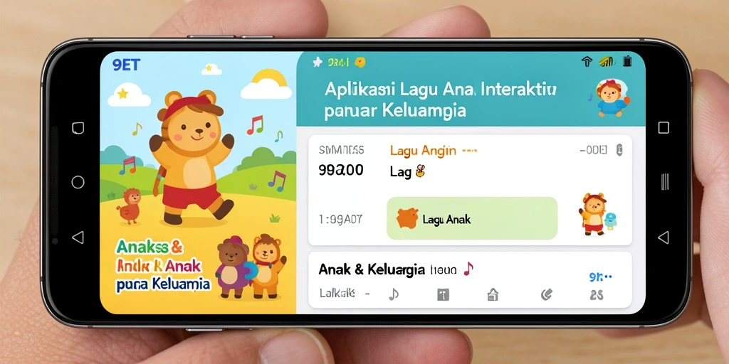 Antarmuka aplikasi 9ET dengan berbagai lagu anak yang menarik.