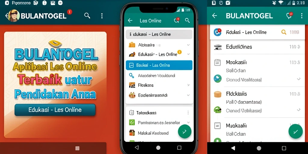 Tampilan utama BULANTOGEL dengan fitur Les Online yang menarik.