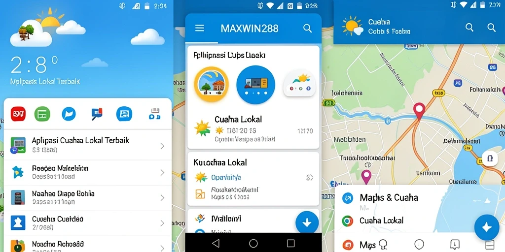Antarmuka aplikasi cuaca lokal MAXWIN288 yang informatif.