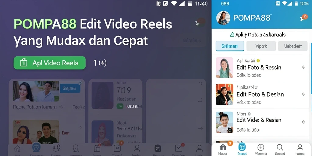 Antarmuka POMPA88 yang sederhana untuk Edit Video Reels.