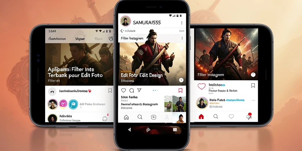 Tampilan antarmuka aplikasi SAMURAI555 untuk Filter Instagram yang menarik.