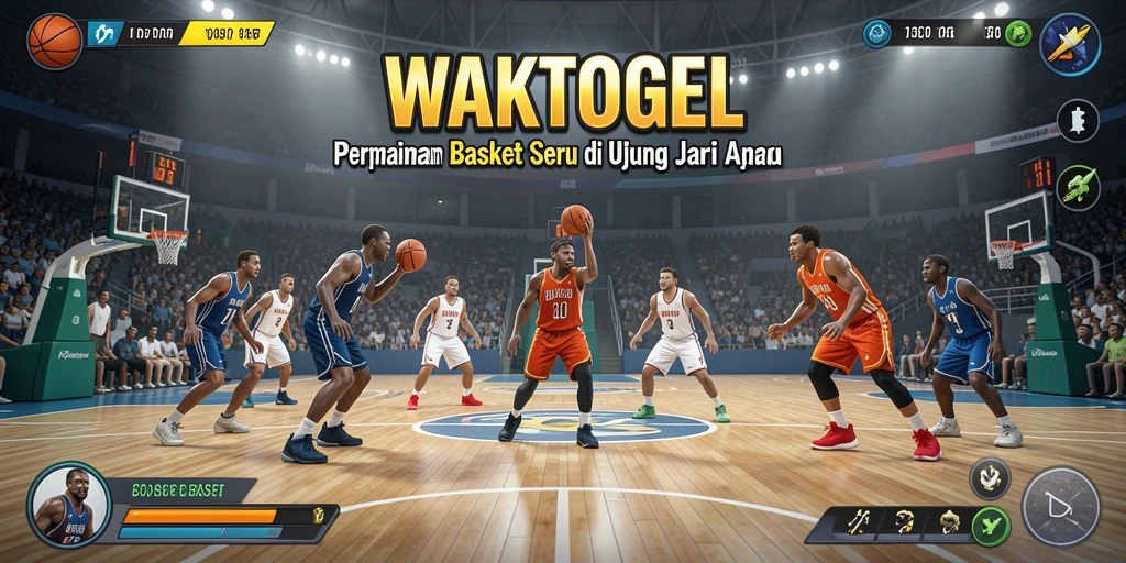 Antarmuka WAKTOGEL menampilkan aksi seru permainan Basket.